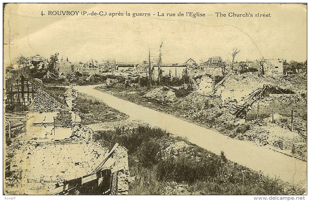 CP De ROUVROY " Après La Guerre , La Rue De L'église " - Harnes