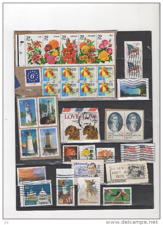 USA Lot D\´une Trentaine De Timbres Recents Majorité Sur Fragment Beaux Phares, Fleurs ..... - Collections (sans Albums)