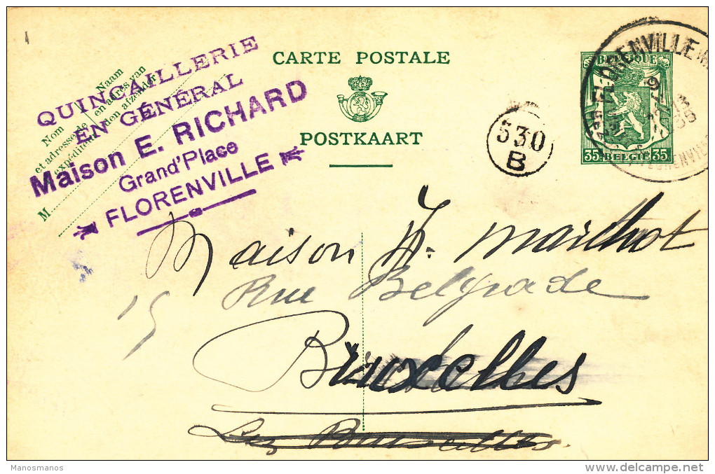 560/23 -  LA GAUME - Entier Petit Sceau FLORENVILLE 1935 - Cachet Quincaillerie Richard - Briefkaarten 1934-1951