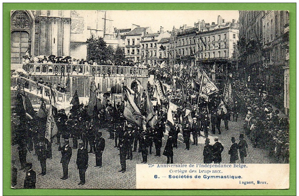 Bruxelles. 75 è Anniversaire De L'Indépendance Belge. Cortège Des Drapeaux. Sociétés De Gymnastique. 1905 - Fêtes, événements