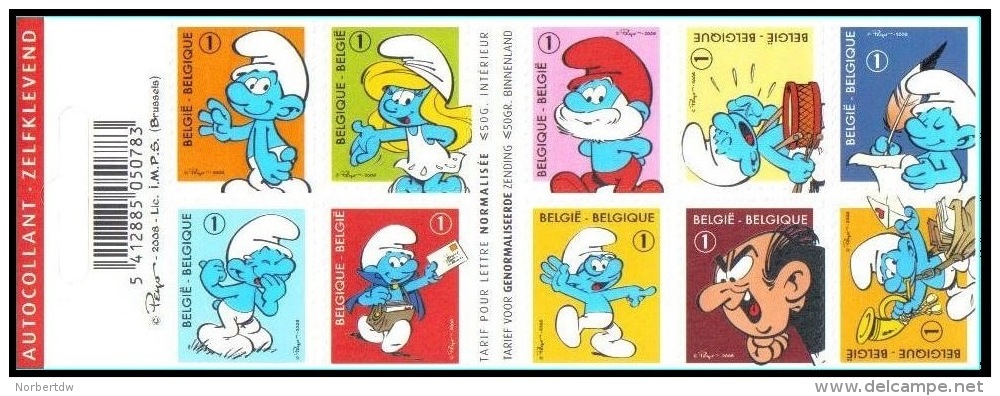 Belgium**SMURFS-Film-CARTOONS-Booklet 10stamps-2008-MNH-SCHTROUMPFS-PITUFOS-Animation-Carnet - Unused Stamps