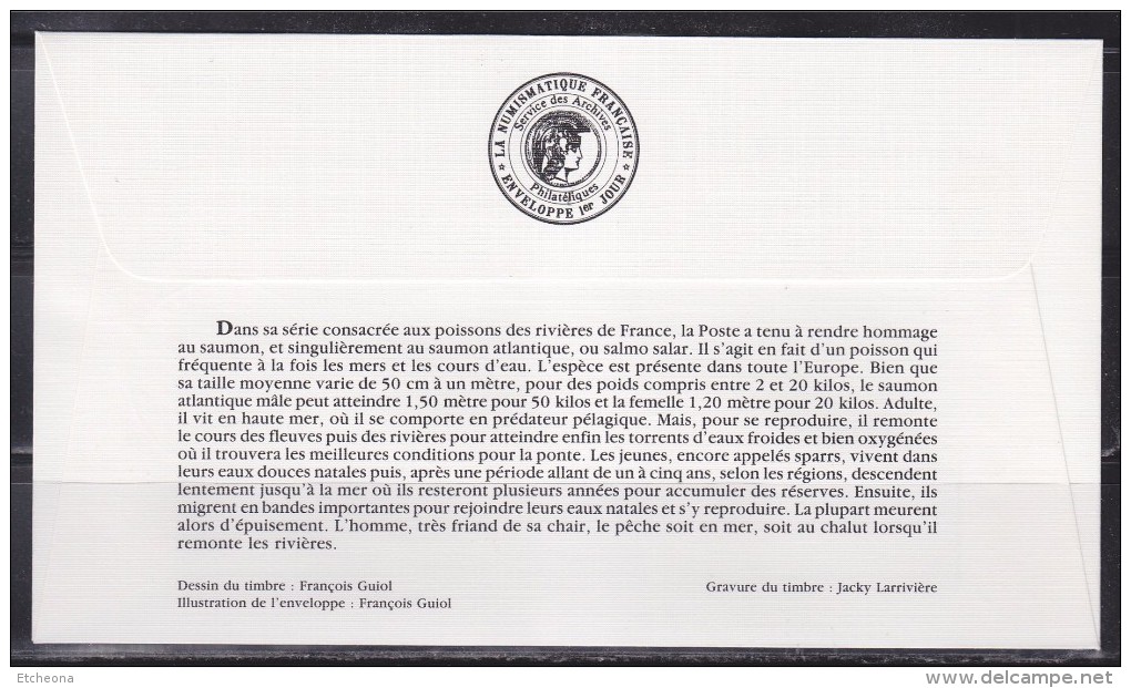 = Nature De France Poissons Enveloppe 1er Jour Neuilly Sur Seine 6.10.90 N° 2665 Le Saumon - 1990-1999