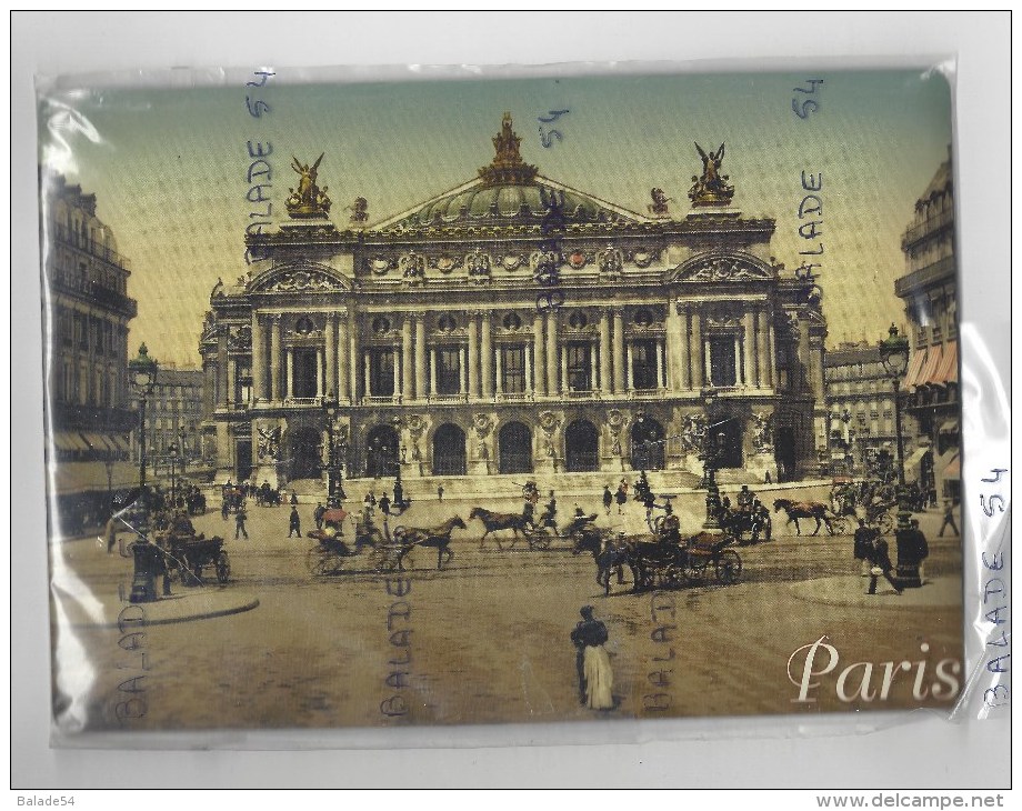 Reproduction D'une Ancienne Vue De PARIS Opéra - Sur Plaque Métal - 20.5 Cm X 14.5 Cm (très Animée -style Carte Postale) - Plaques En Tôle (après 1960)