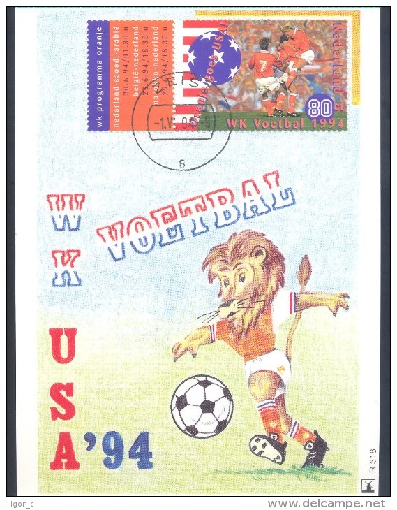 Netherland Holland Postal Stationery Card : Football Soccer Calcio Fussball Fifa 1994 USA: Netherland Oranje Progremme - 1994 – Estados Unidos