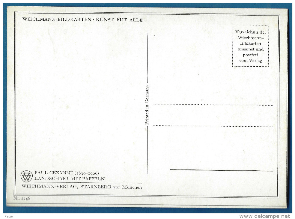 Paul Cezanne,Landschaft Mit Pappeln,ca.1950-1970,Paris,Wiechmann-Bildkarte 2198, - Sonstige & Ohne Zuordnung
