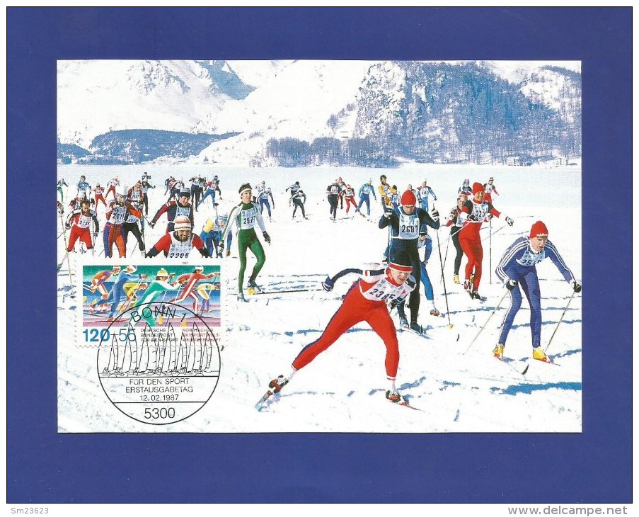 BRD 1987 Mi.Nr. 1311 , Nordischer Skisport - Sporthilfe - Maximum Card - Erstausgabe Bonn 12.02.1987 - 1981-2000