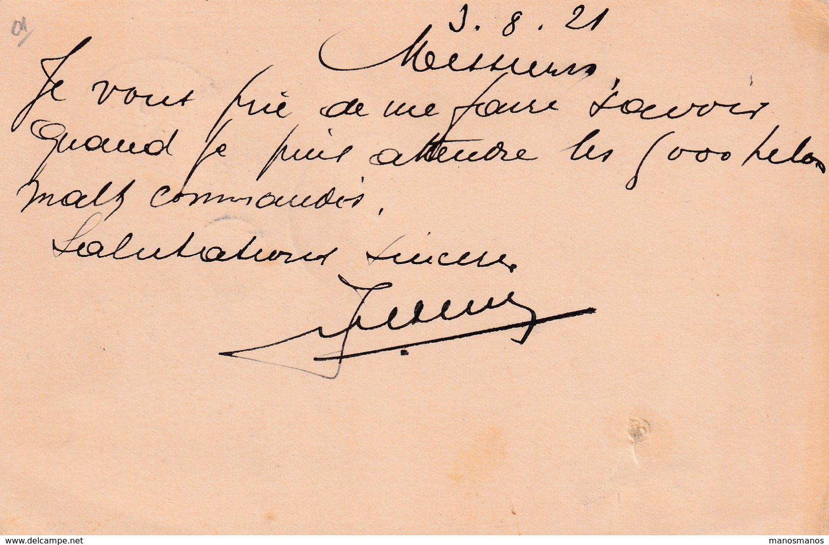 507/23 - BRASSERIE BELGIQUE - Entier Postal RUMBEKE 1921 - Expéditeur Brasserie De Rumbeke + Signature Propriétaire - Bières