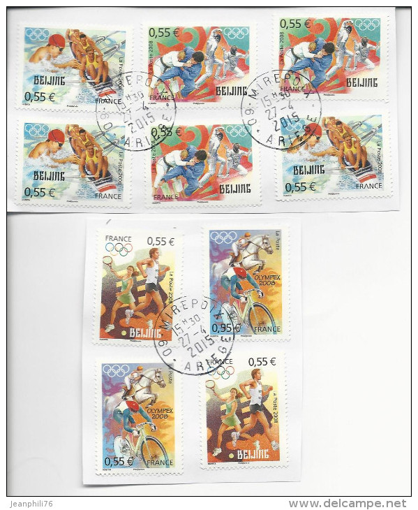 Les Timbres Du Bloc 122 Jeux Olympiques De Pékin Sur Fragments  4222/4225 - Otros & Sin Clasificación