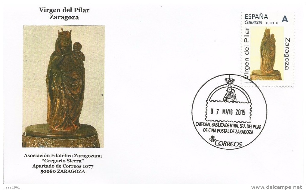 SPAIN. COVER VIRGEN DEL PILAR. ZARAGOZA. "TU SELLO" - Cartas & Documentos