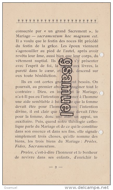 Challans. Carnet De Mariage De Constant Pinaud. Allocution Prononcée L&rsquo;Abbé F. Pascaud En 1911 à Saint André De Ni - Challans