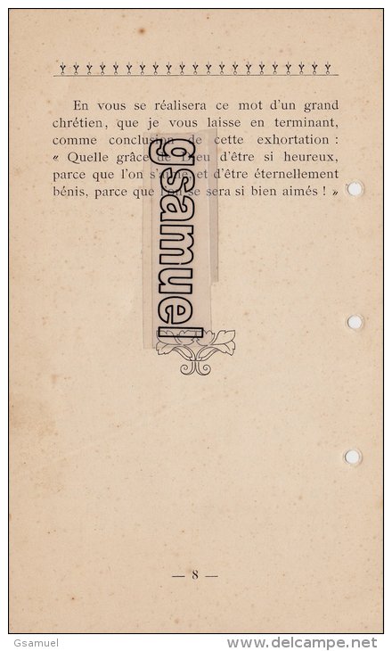 Challans. Carnet de Mariage de Constant Pinaud. Allocution prononcée l&rsquo;Abbé F. Pascaud en 1911 à Saint André de Ni