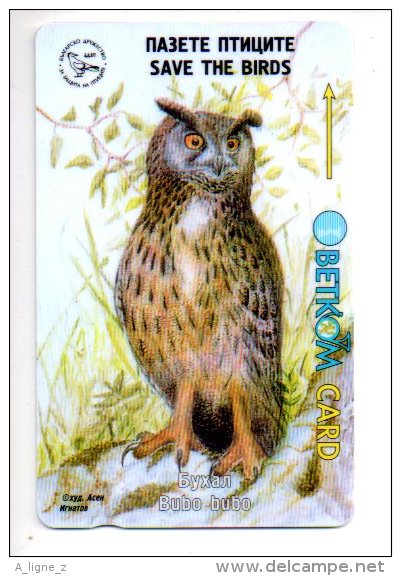 Télécarte Phonecard Birds Chouette Hibou Betkom Card Bubo Bubo Bulgarie - Owls