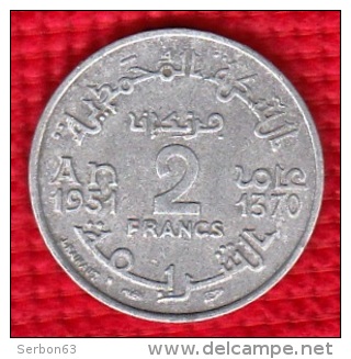 1 PIECE MAROC EMPIRE CHERIFIEN MAROCCO AN 1951/1370 - 2 FRANCS (N°43) - Maroc