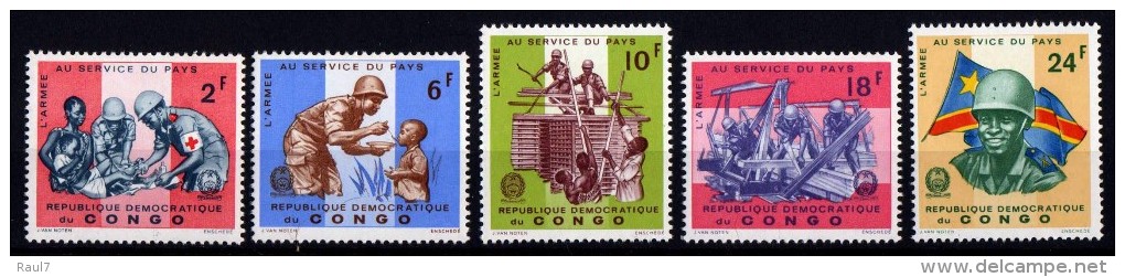 République Du Congo 1966 - Croix Rouge, L'Armée Au Service Du Pays - 5 Val Neufs ** // Mnh - Nuevas/fijasellos