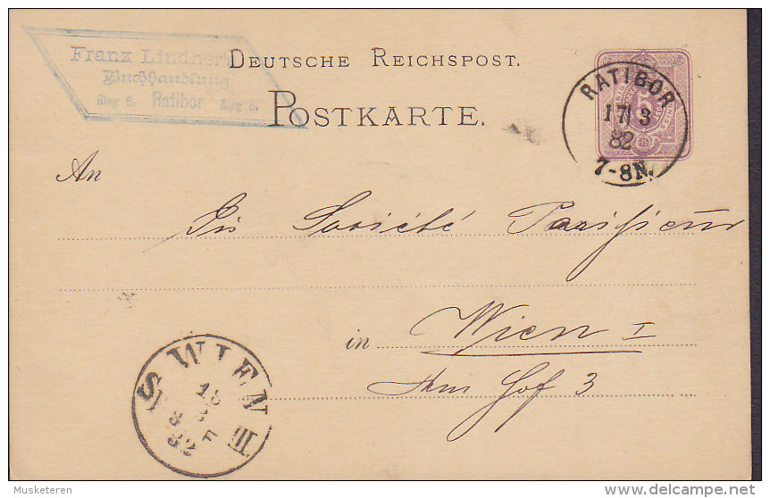 Poland Vorläufer Deutsches Reich Postal Stationery Ganzsache FRANZ LINDNER, RATIBOR Oberschlesien 1882 WIEN Austria - Cartes Postales