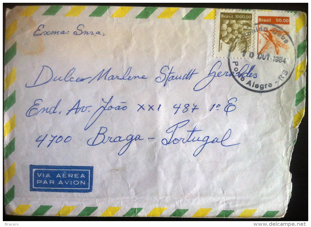 BRASIL - AIR MAIL - Cancel PORTO ALEGRE RS 10 Out 1984 - Stamps TRIGO + BABAÇU - Poste Aérienne