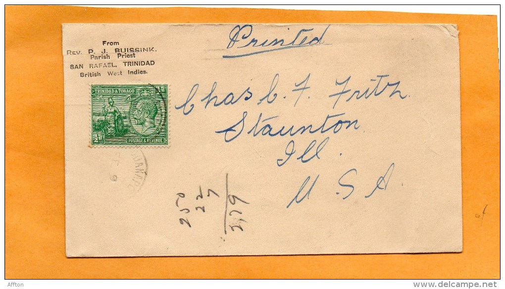 Trinidiad & Tobago 1931 Cover Mailed To USA - Trinidad & Tobago (...-1961)