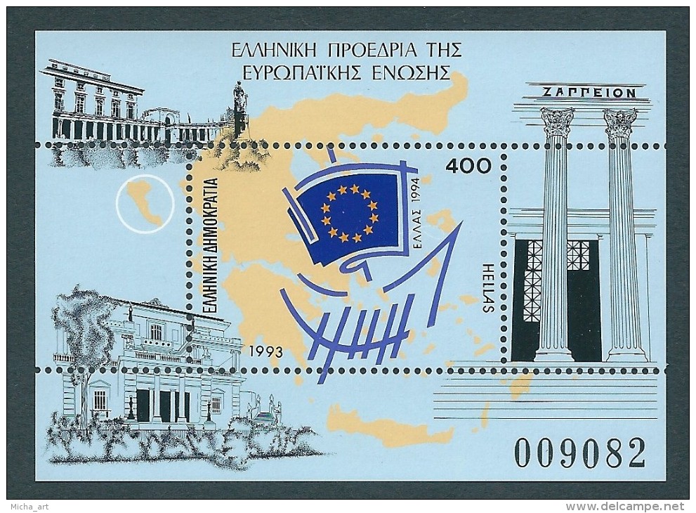 Greece 1993 Greek Presidency Of The European Union Minisheet MNH - Blokken & Velletjes