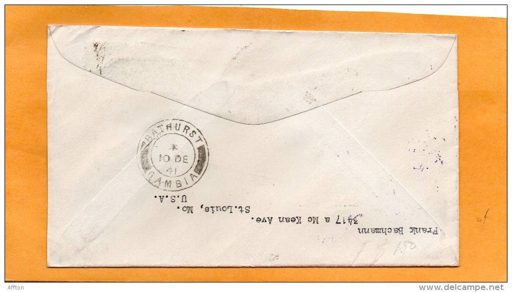 Brazil 1941 First Flight Air Mail Cover Mailed To Bathurst - Airmail