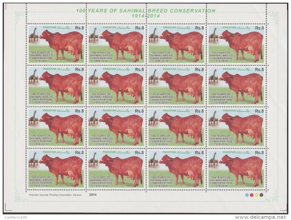 O) 2014 PAKISTAN, LIVESTOCK, 100 YEARS OF SAHIWAL BREED CONSERVATION, BLOCK MNH - Pakistan