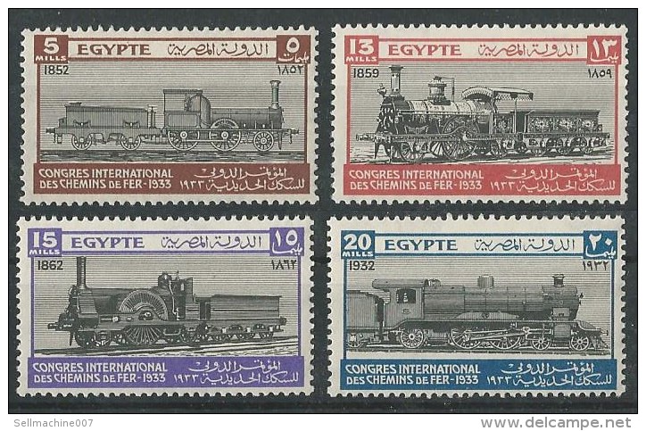 EGYPT KINGDOM 1933 STAMP SET MNH - INTERNATIONAL RAILWAY CONGRESS - TRAIN - LOCOMOTIVE - CHEMINS MNH** - Unused Stamps