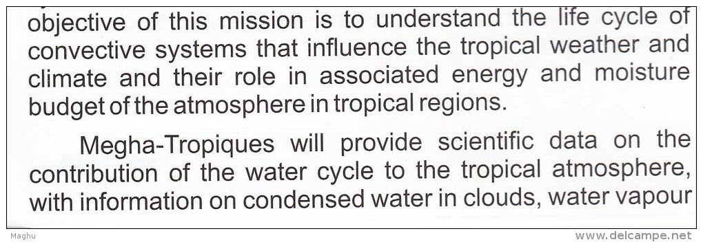 Stamped First Day Indo France Joint Issue Space Satellite,, Ecosystem Water Nature Weather Climate Marine Life, 2015 - Asie