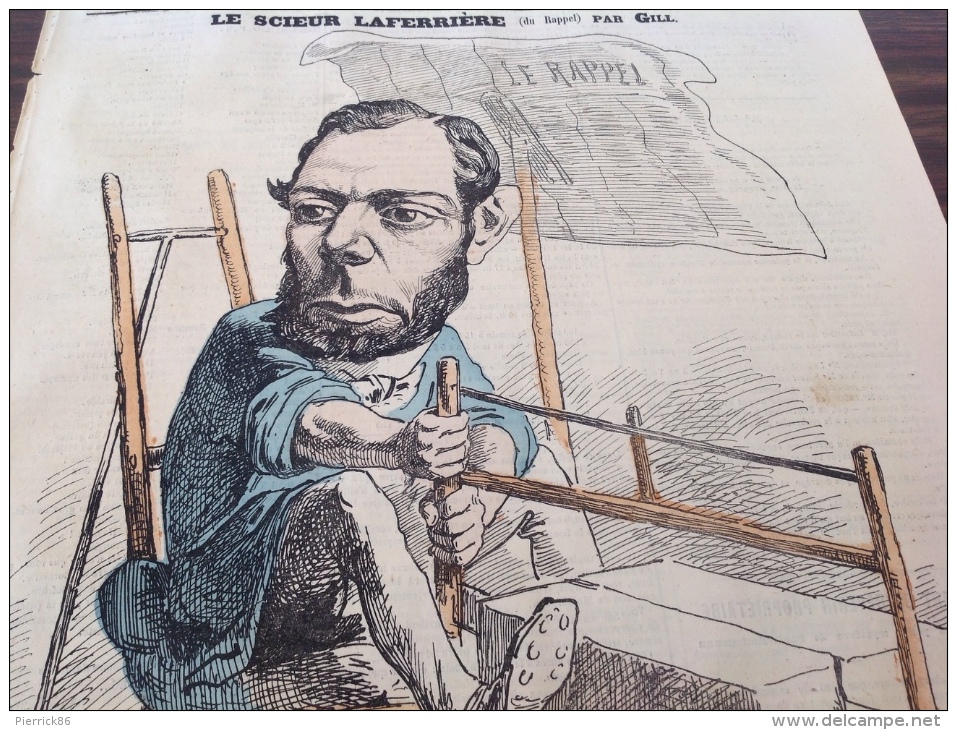 1869 Journal L´ECLIPSE - STRASBOURG Caricature d´André GILL - LE SCIEUR LAFERRIERE (du rappel ) Par A GILL