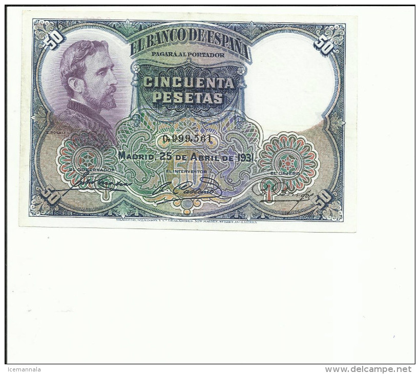 BILLETE 50 PESETAS 1931 - 50 Pesetas