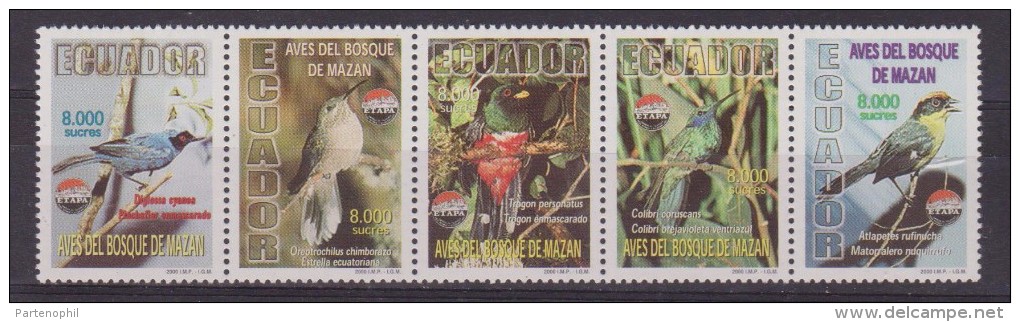 Ecuador 2000 Uccelli Birds Oiseaux  Mnh 5 V. - Other & Unclassified