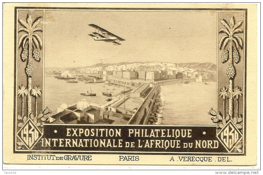 LCH - ALGERIE 1930 - CP EXPOSITION PHIL. INTERN.LE AFRIQUE DU NORD VOL ALGER/CASABLANCA 10/5/1930 - Airmail