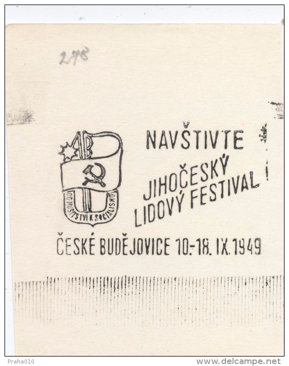 J1139 - Czechoslovakia (1945-79) Control Imprint Stamp Machine (R!): Visit South Bohemian Folk Festival (Hussite Shield) - Proofs & Reprints