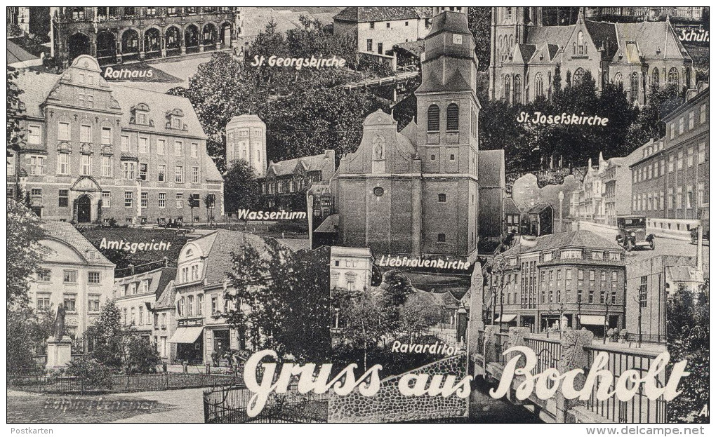 ALTE POSTKARTE GRUSS AUS BOCHOLT 1937 POSTAMT RAVARDITOR AAPARTIE SCHÜTZENHAUS JOSEFSKIRCHE KOLPING DENKMAL AMTSGERICHT - Bocholt