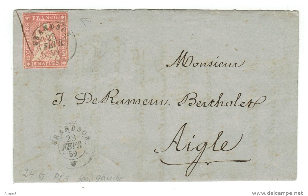 Suisse /Schweiz/Svizzera/Switzerland/ Lettre Pour Aigle (24G Avec Variété) - Covers & Documents