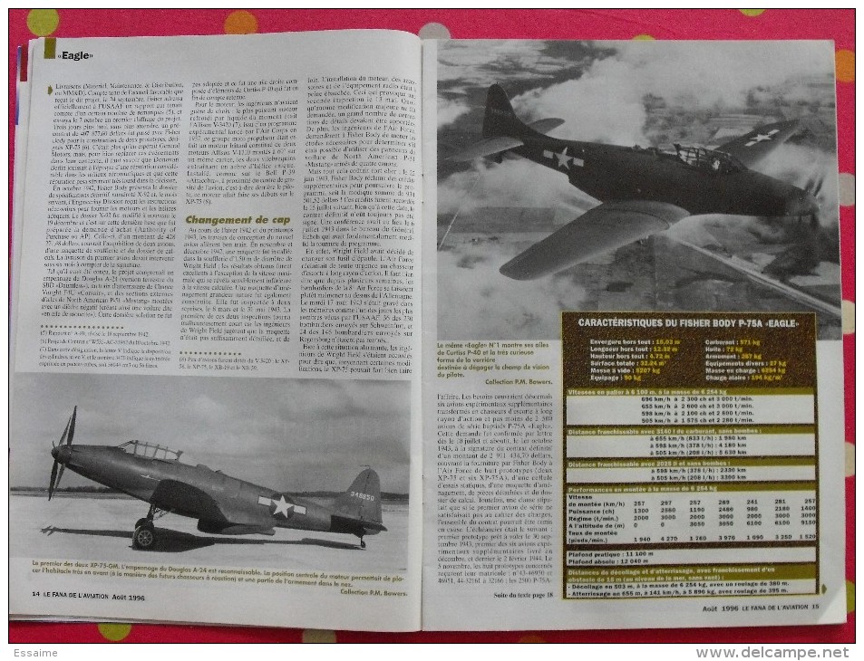 revue Le fana de l'aviation n° 321. 1996. takoradi avenger XP-75 Eagle, alphonse tellier guerre chine-japon 1937