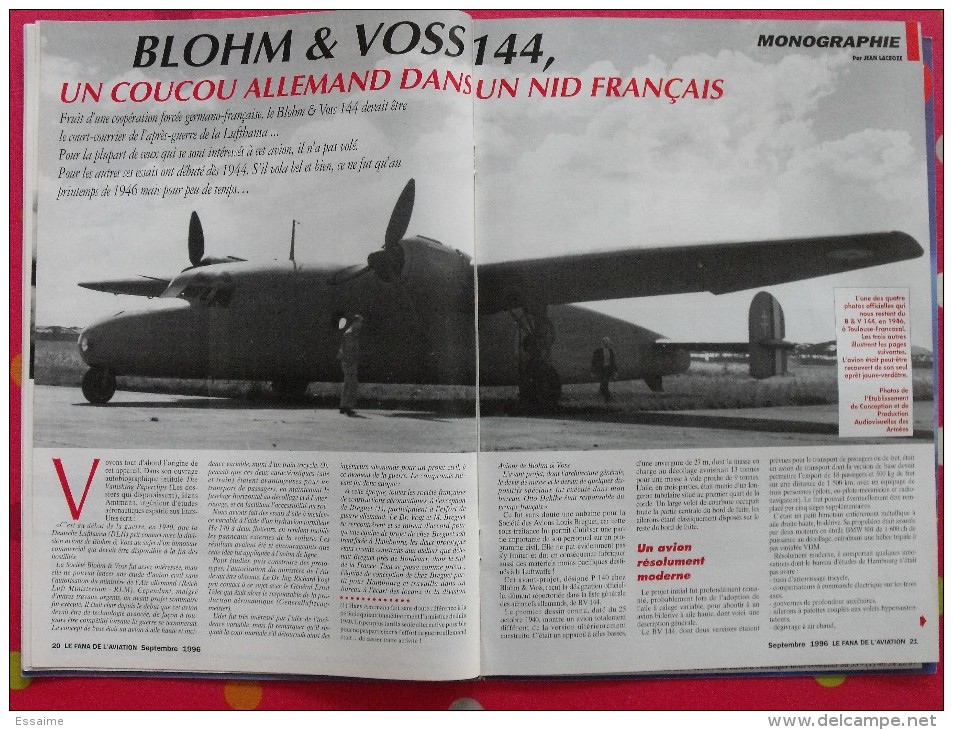 revue Le fana de l'aviation n° 322. 1996. avion atlantic blohm & voss guerre chine-japon 1937