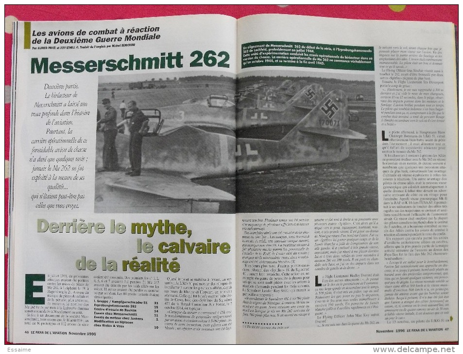 revue Le fana de l'aviation n° 324. 1996 avion canadair Rayack hydravions géants messerschmitt 262