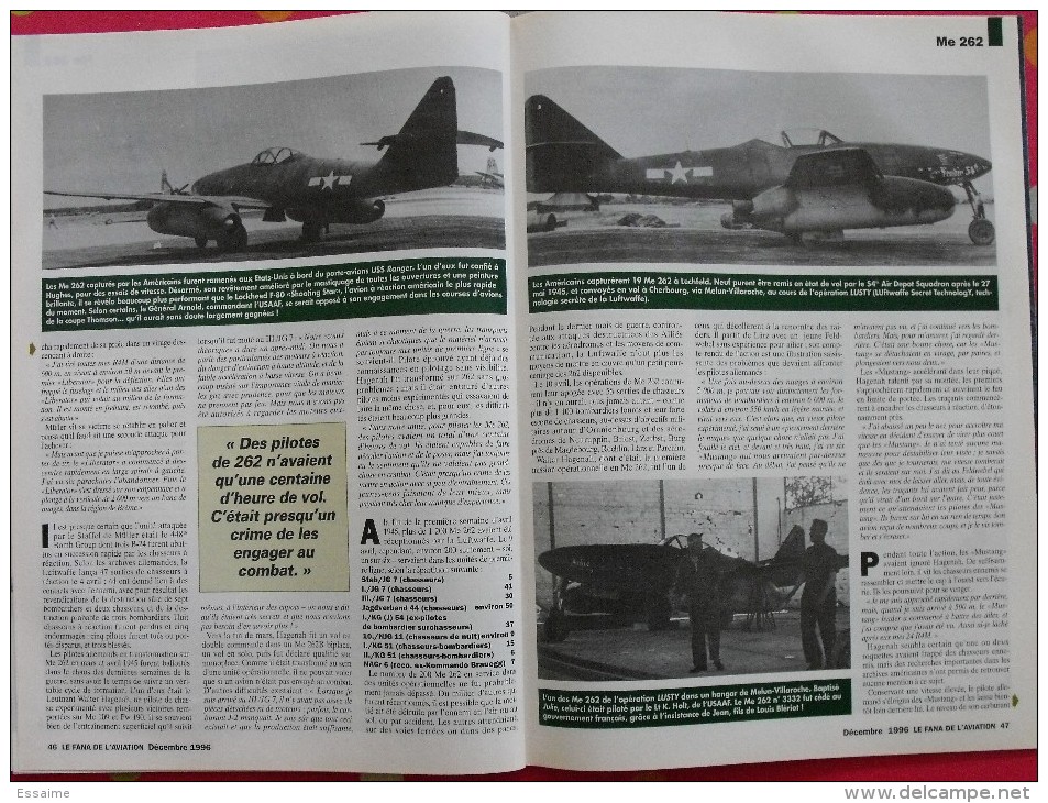 revue Le fana de l'aviation n° 325. 1996 avion breguet atlantic messerschmitt 262. aviation roumaine en 1941