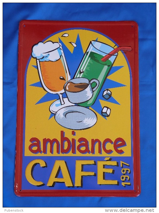 Plaque Métal "AMBIANCE CAFE 1997" - Plaques En Tôle (après 1960)