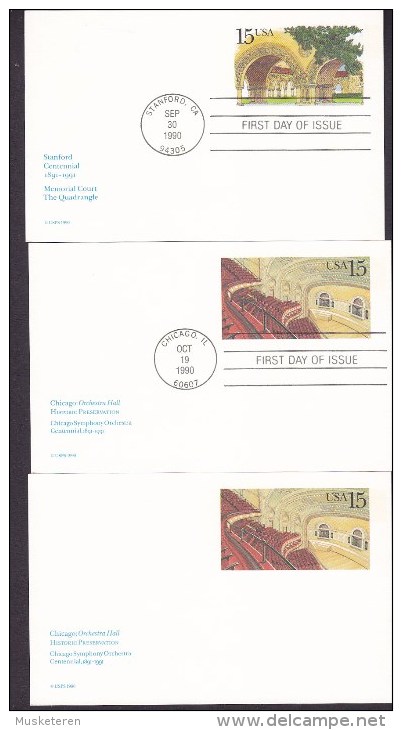 United States Postal Stationery Ganzsache Entier 1990 Memorial Court Stanford & Chicago Orchestra Hall - 1981-00