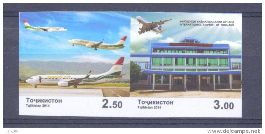 2014.Tajikistan, Airport Khujand, 2v IMPERFORATED, Mint/** - Tajikistan