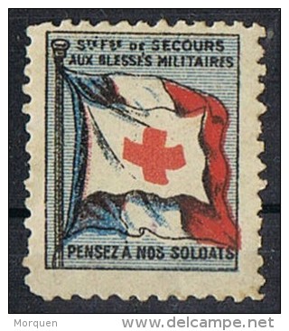 Viñeta FRANCIA, Erinophia. Aux Blesses Militaires. Cruz Roja * - Rode Kruis