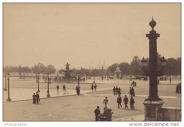 Place De La Concorde Paris Pittoresque Ancienne Photo Instantanée 1885 - Old (before 1900)