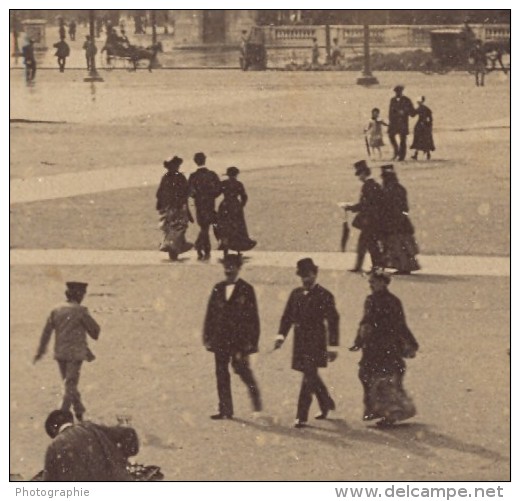 Place De La Concorde Paris Pittoresque Ancienne Photo Instantanée 1885 - Old (before 1900)