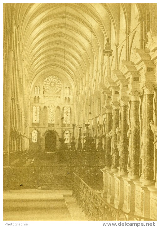 Reims Cathedrale St Remy Interieur France Ancienne CDV Photo Valecke 1870 - Autres & Non Classés