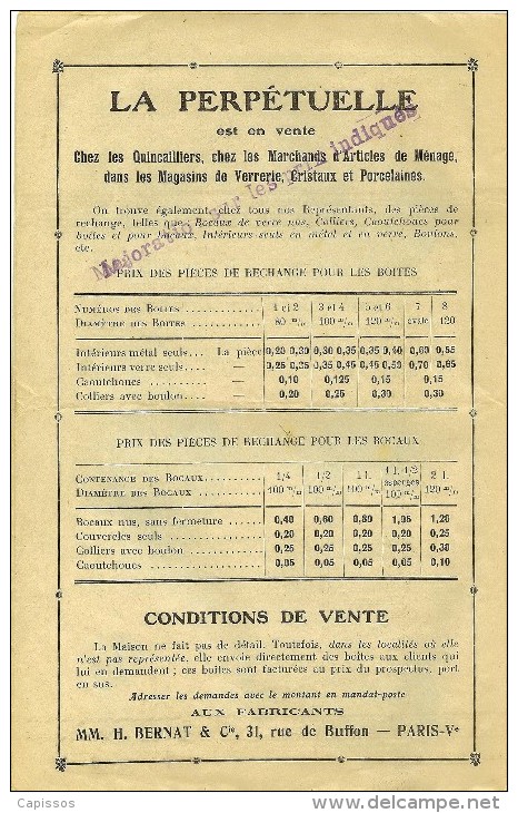 Fascicule Explicatif 16 Pages 24x16,5cm "La Perpétuelle" Boite Pour Conserves Alimentaires - Food