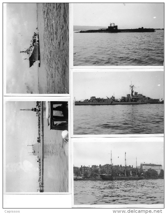 5 Photos 9x12 Bateaux De Guerre: Carron, Sidon, Thermopylae, Ocean, Discovery Très Bon Etat - Schiffe