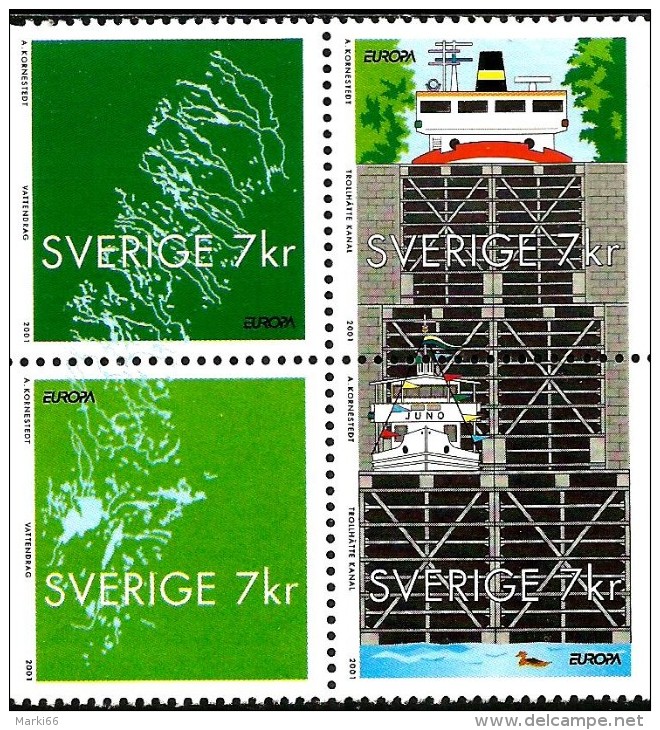 Sweden - 2001 - Europa CEPT - Water - Mint Booklet Stamp Pane - Neufs