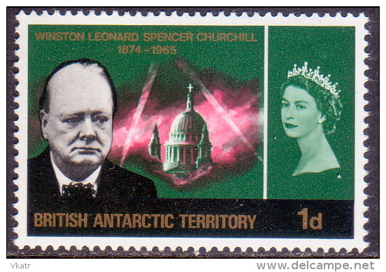 British Antarctic Territory 1966 SG #17 1d MNH OG Churchill - Unused Stamps