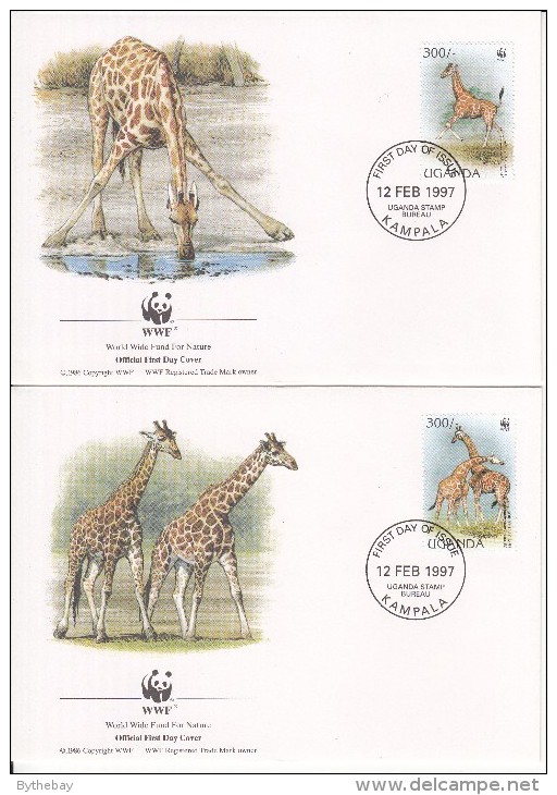 Uganda FDC Scott #1469a-#1469d Set Of 4 Rothschild's Giraffe - WWF - Oeganda (1962-...)