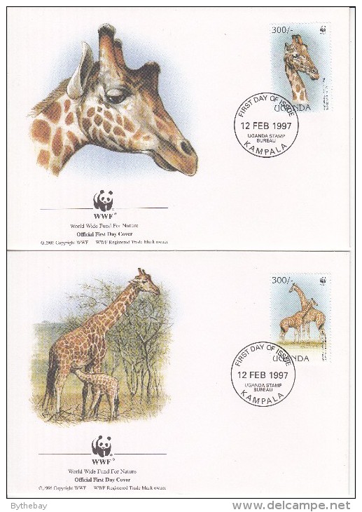 Uganda FDC Scott #1469a-#1469d Set Of 4 Rothschild's Giraffe - WWF - Oeganda (1962-...)